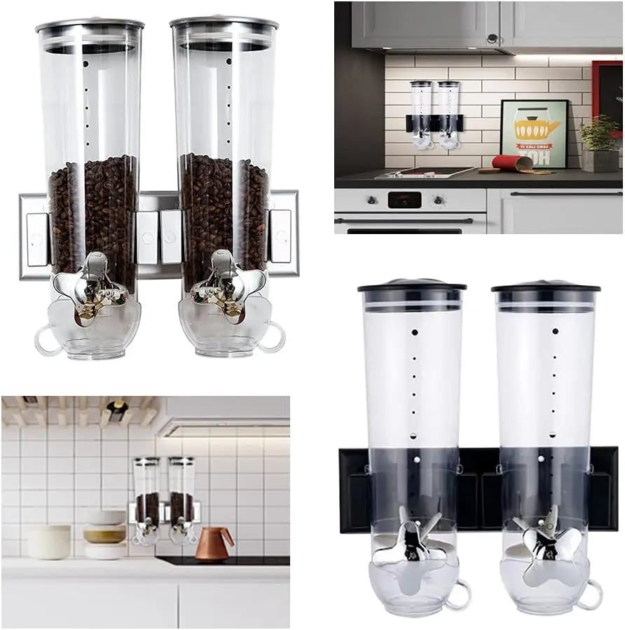 2 PACK Food Dispensers Wall Mount Dry Cereal Dispenser - Cheerful Home Finds