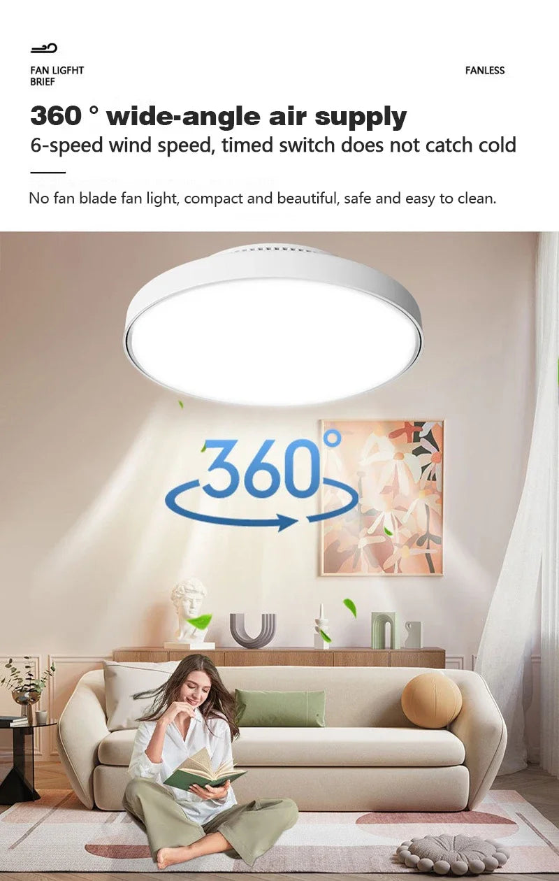 Modern LED Ceiling Fan Light Invisible Leafless Low Decibel Remote Dimming Fan for Bedroom and Living Room - Cheerful Home Finds