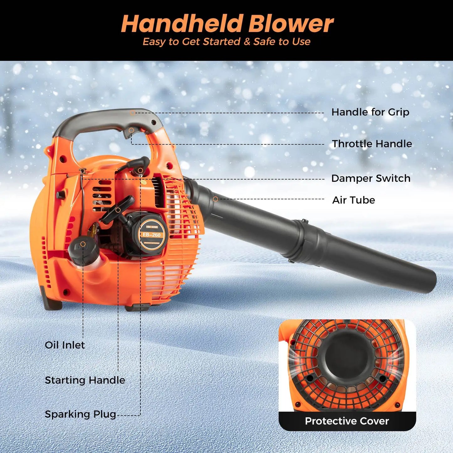 Gas Leaf Blower 25.4CC 2-Stroke Commercial Handheld Tool - Cheerful Home Finds