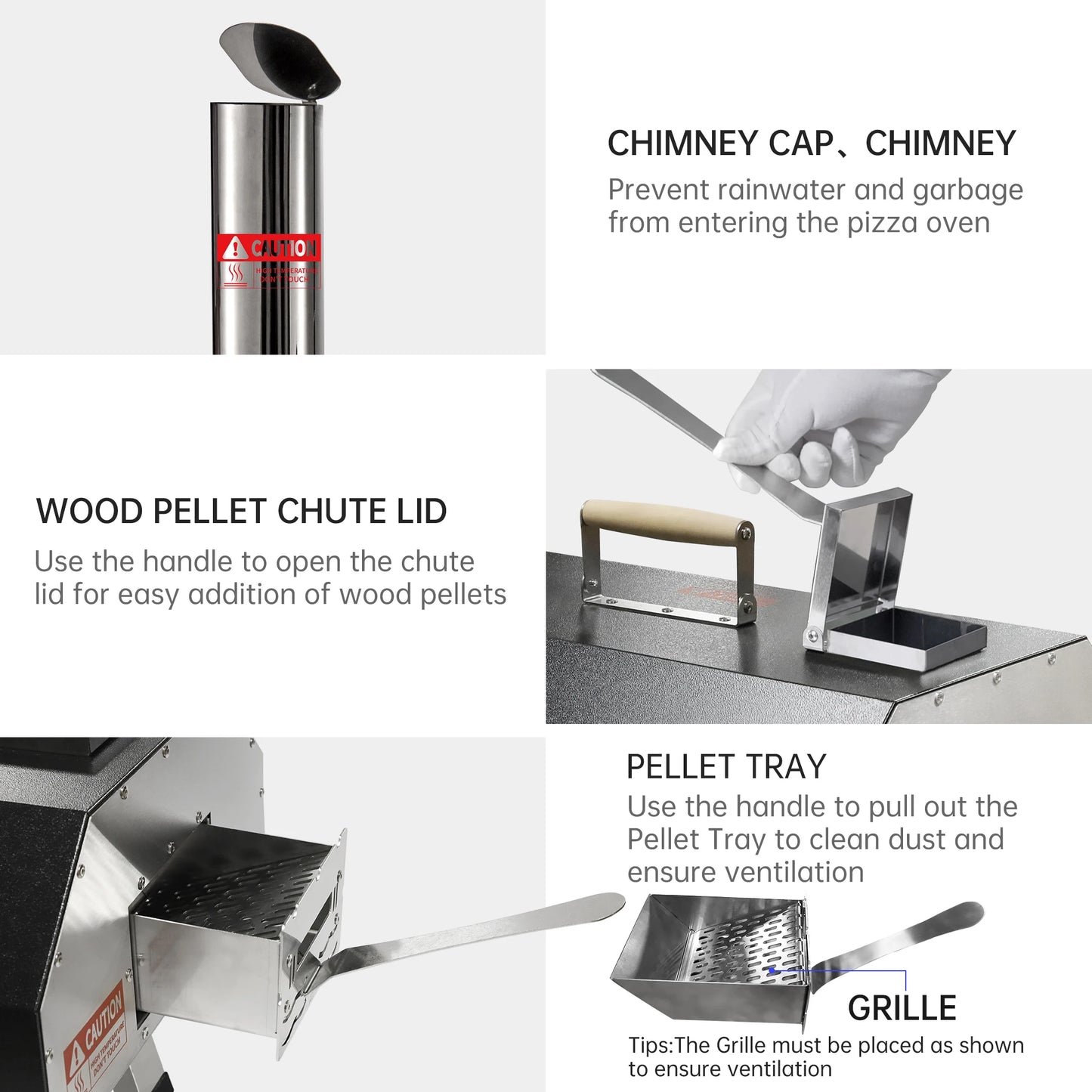 Outdoor Semi-Automatic Rotating Pizza Oven Portable Stainless Steel Wood Fired Pizza Machine with Thermometer Pizza Knife - Cheerful Home Finds