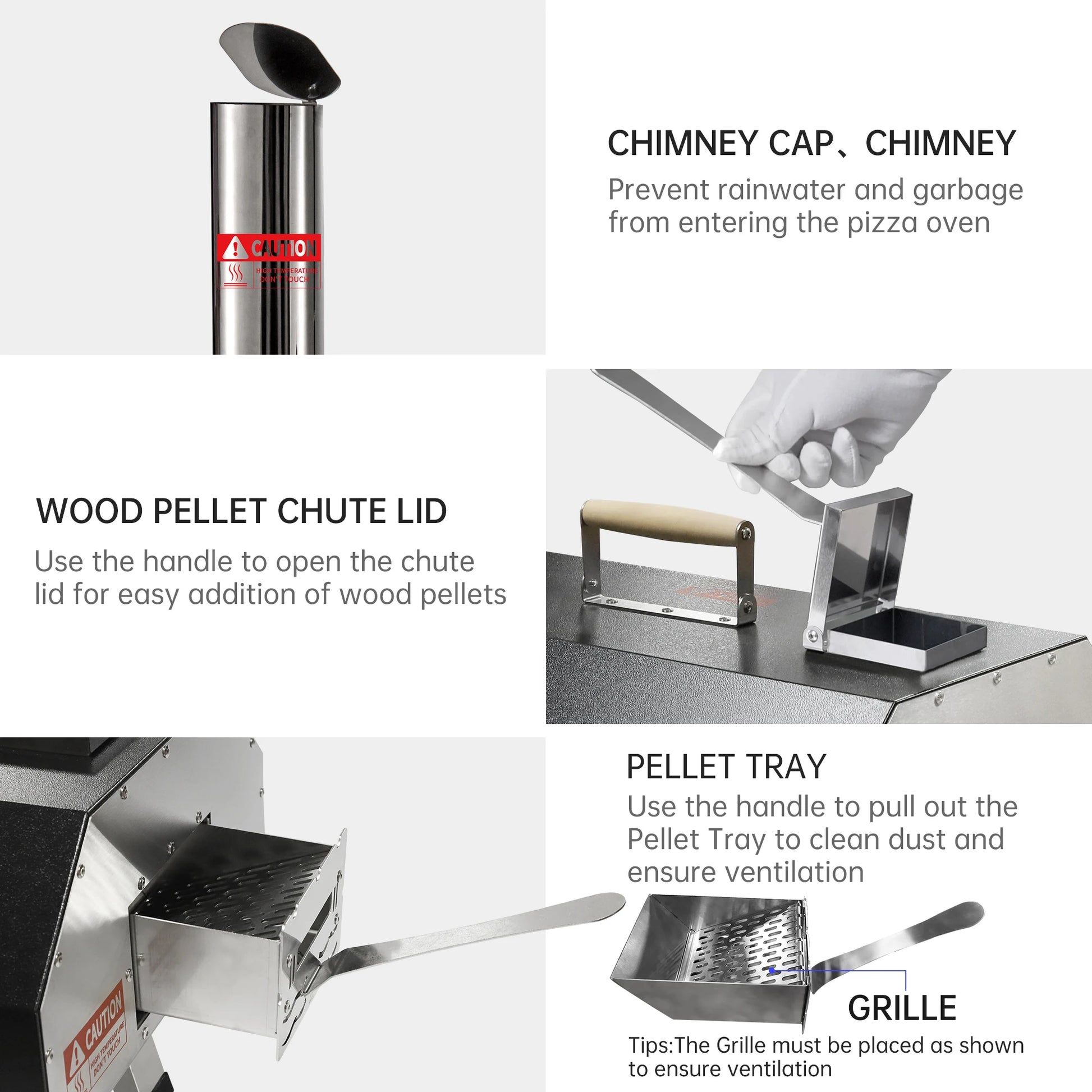 Outdoor Semi-Automatic Rotating Pizza Oven Portable Stainless Steel Wood Fired Pizza Machine with Thermometer Pizza Knife - Cheerful Home Finds