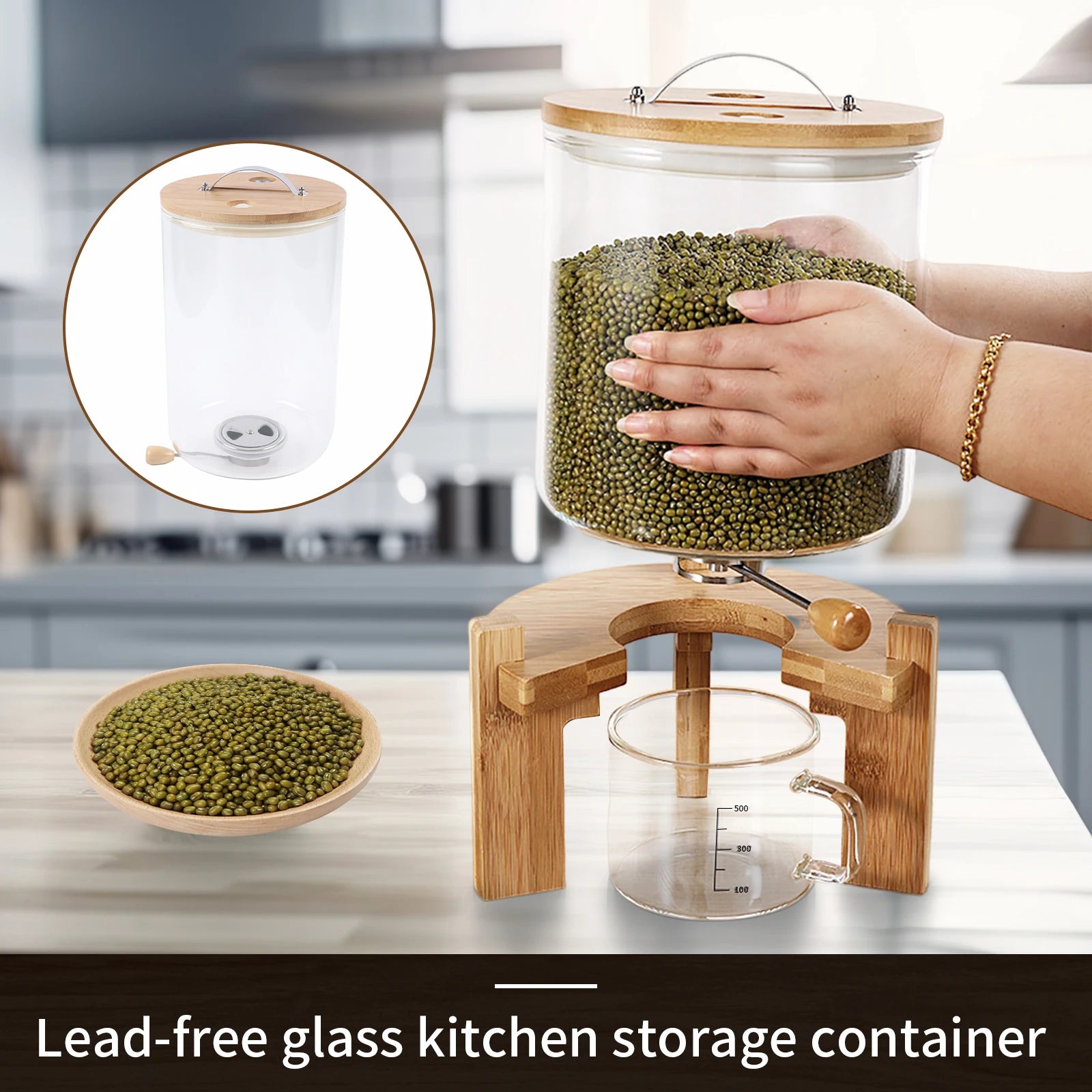 Flour And Cereal Container 5L/7.5L Rice Dispenser Glass Storage - Cheerful Home Finds