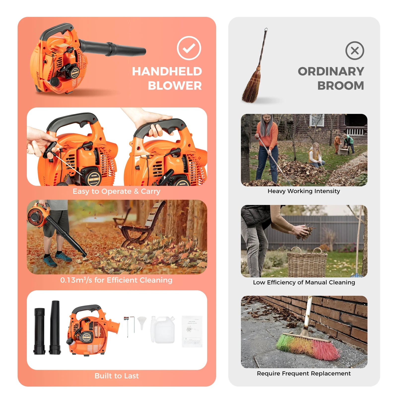Gas Leaf Blower 25.4CC 2-Stroke Commercial Handheld Tool - Cheerful Home Finds