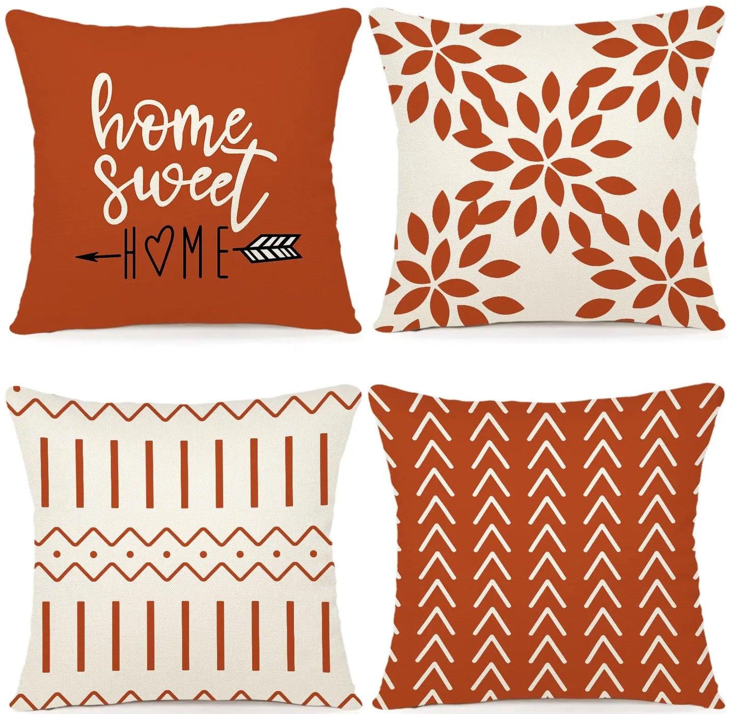 Pillow Covers 18x18 Set of 4, Modern Geometric Linen Case - Cheerful Home Finds