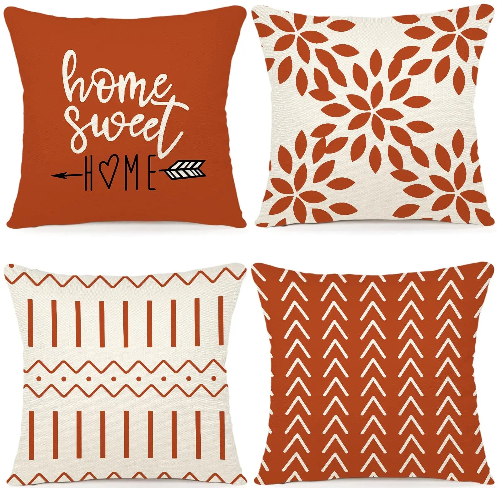 Pillow Covers 18x18 Set of 4, Modern Geometric Linen Case - Cheerful Home Finds