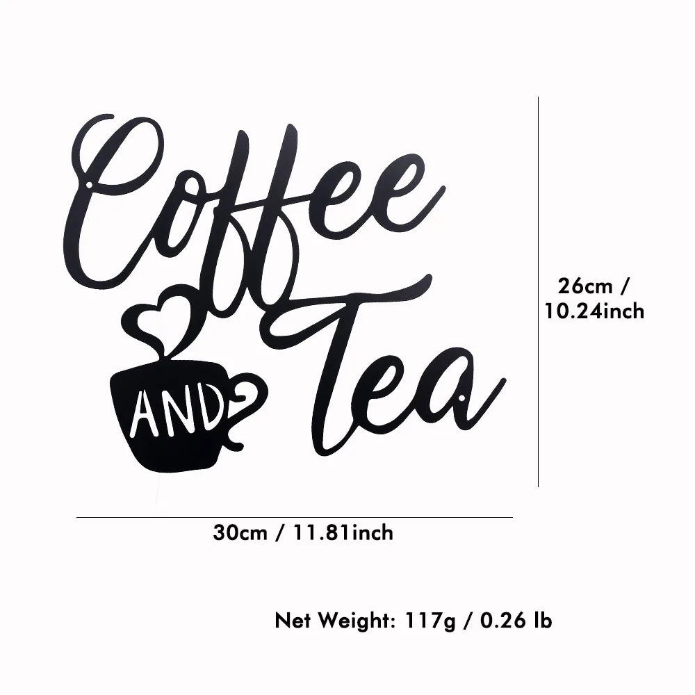 Coffee Bar Sign Metal Hanging Wall Art Plaque Black Letter Silhouette - Cheerful Home Finds