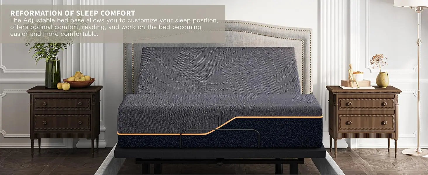 Full Adjustable Bed Frame with Mattress and Copper-Gel Foam - Cheerful Home Finds