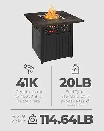 Wood Burning Fireplace Outdoor Steel Chimney Rectangular Fire Bowl Black - Cheerful Home Finds