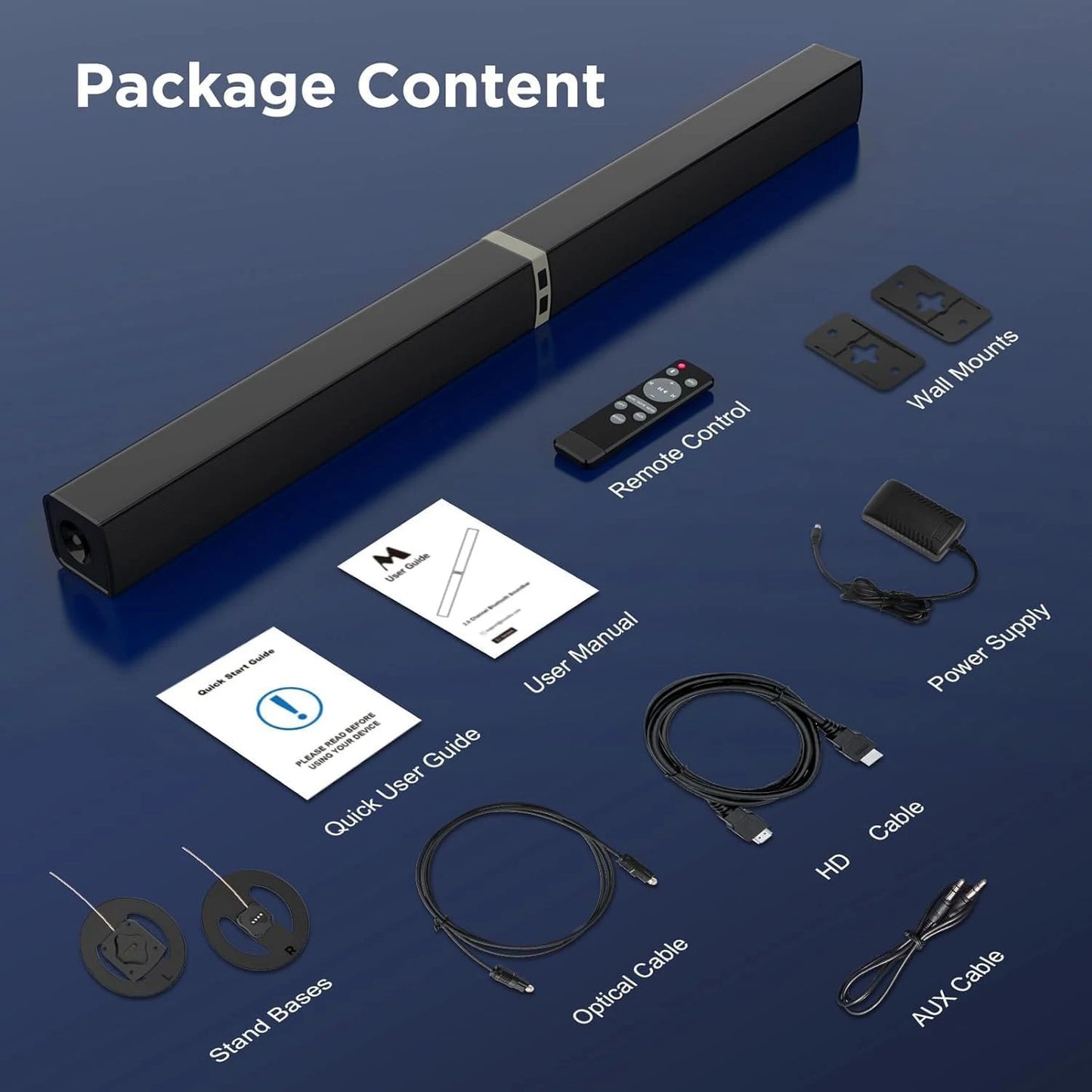 KY2020D 2 in 1 Separable Soundbar for TV 2.0 Channel Home Audio Sound Bars with ARC Optical AUX Connectivity