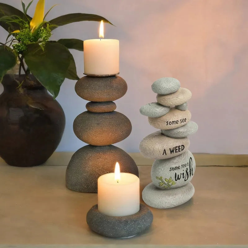Garden Stones Outdoor Decor Stacked Rocks Resin Cairn Statue - Cheerful Home Finds