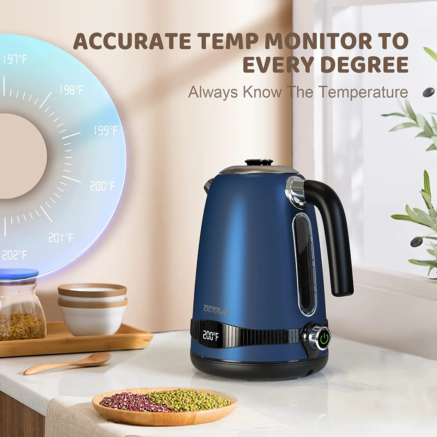 1pc 1.8QT Electric Kettle with Temperature Control 1100W - Cheerful Home Finds