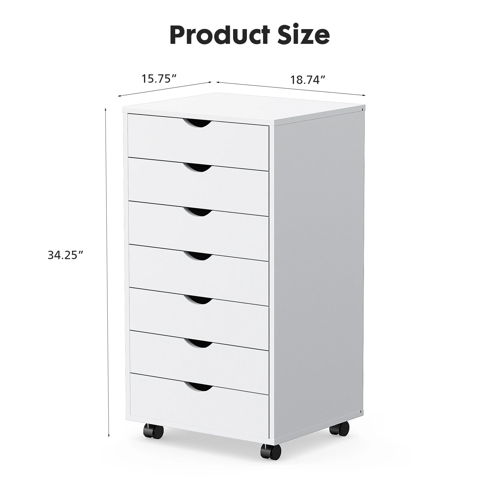 JHK 7 Drawer Chest Dressers Nightstand Storage Cabinet Wheels - Cheerful Home Finds