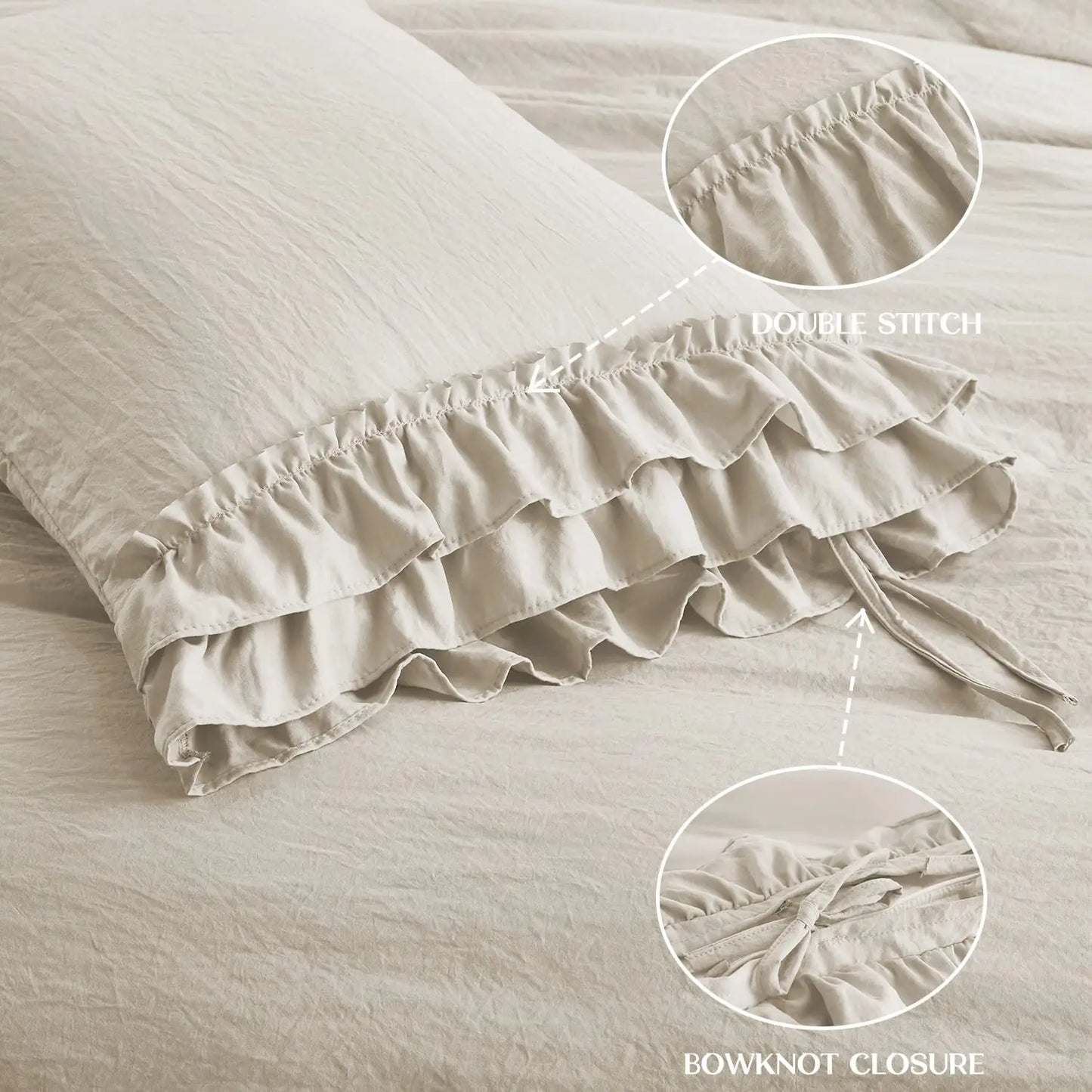3 Piece Ruffled Duvet Cover Set Queen Farmhouse Ruffle - Cheerful Home Finds