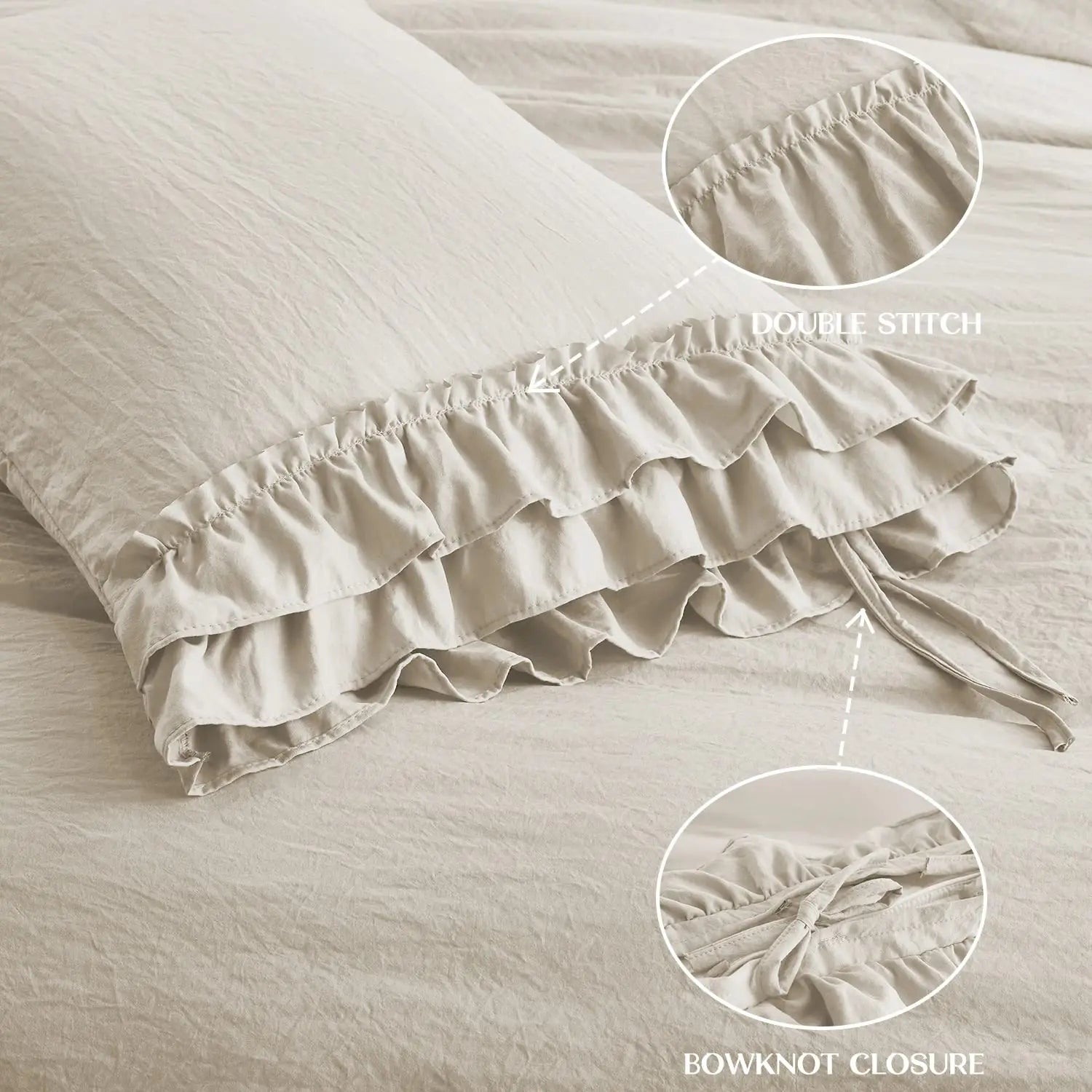 3 Piece Ruffled Duvet Cover Set Queen Farmhouse Ruffle - Cheerful Home Finds