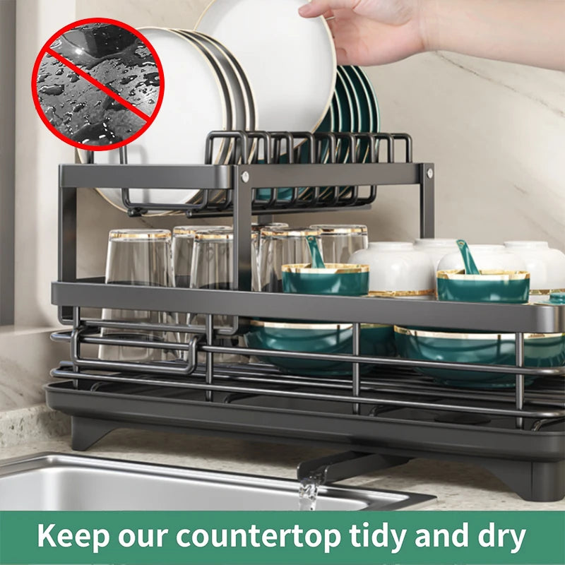 Dish Drying Rack for Kitchen Counter - Large Rustproof Drainer - Cheerful Home Finds