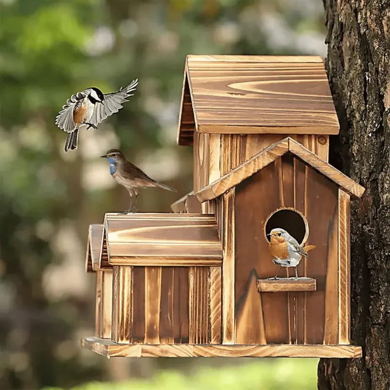 Outdoor Bird House, Small House Style, Natural Wood Hummingbird - Cheerful Home Finds