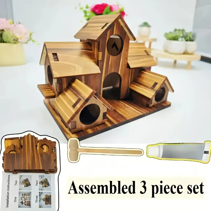 Outdoor Bird House, Small House Style, Natural Wood Hummingbird - Cheerful Home Finds