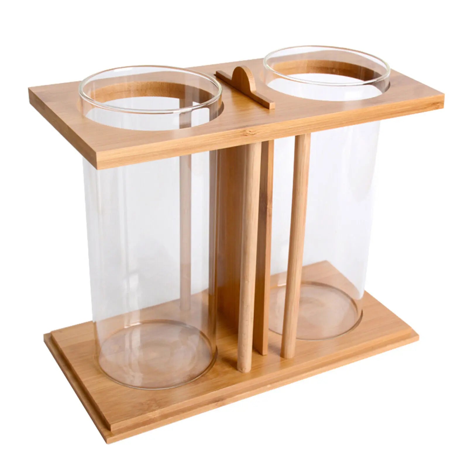 Glass Betta Fish Tank Bamboo Base Mini Aquarium For Desktop - Cheerful Home Finds