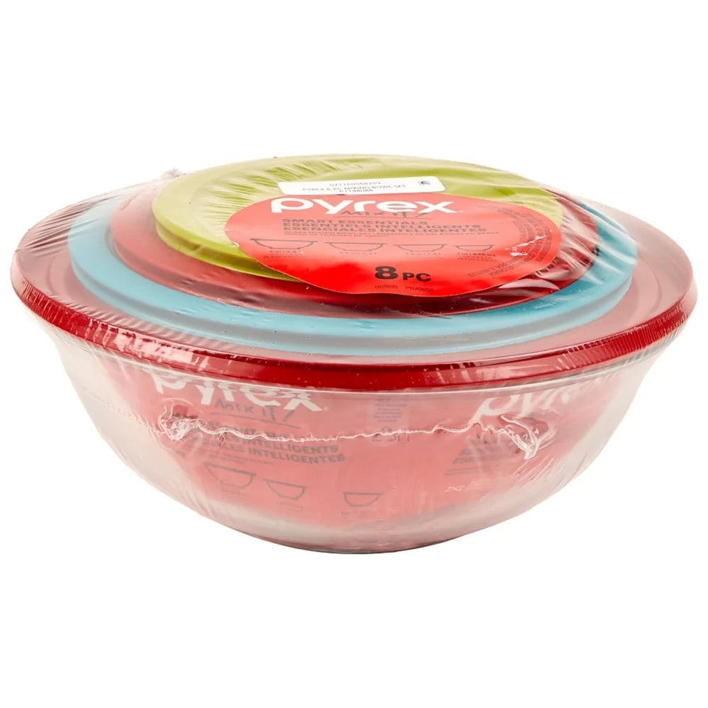 8 Piece Mixing Bowl Set Durable Glass Cookware Microwave Dishwasher Safe Easy Clean Hygienic Reusable Oven Freezer Safe Kitchen