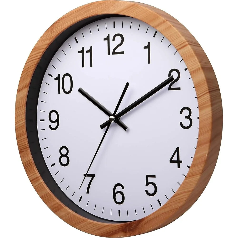 10 Inch Silent Wall Clock Retro Wooden Design Non Ticking Quartz Clock Home Office Decor Living Room Bedroom