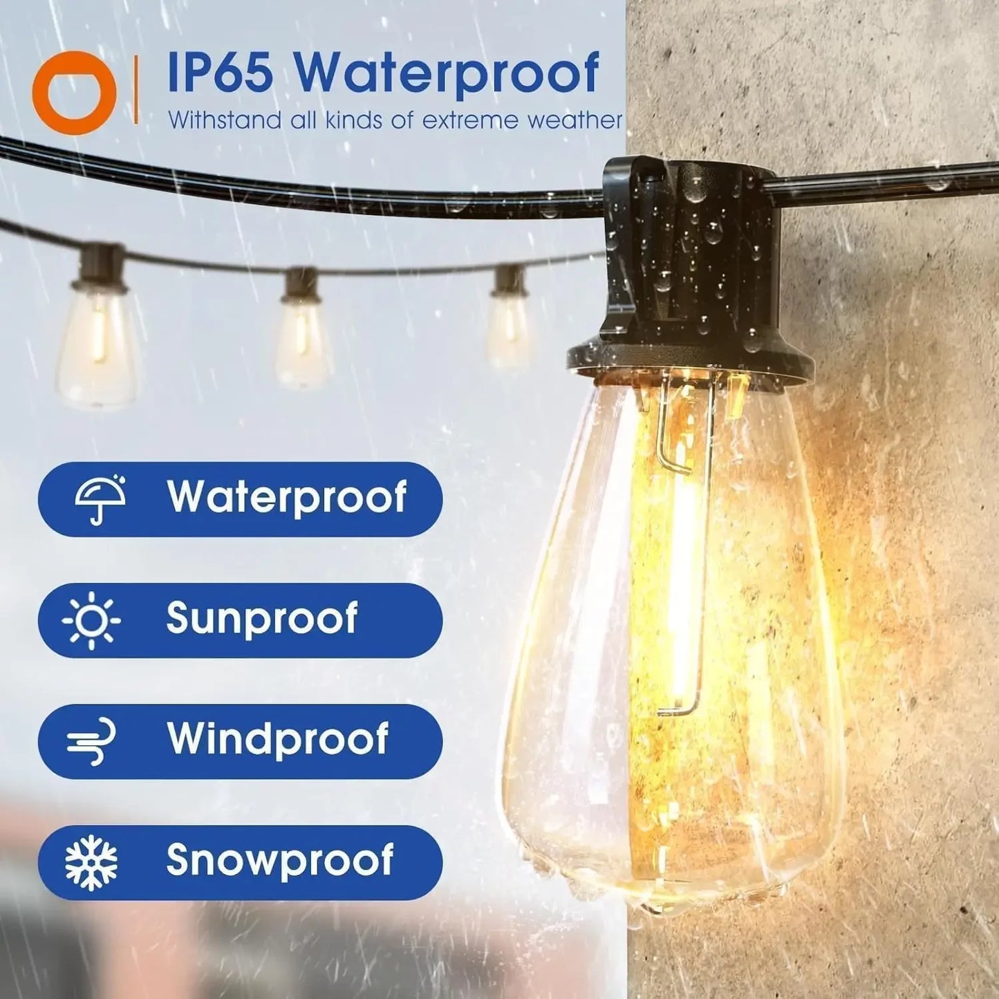 150FT LED Outdoor String Lights Waterproof Shatterproof Bulbs - Cheerful Home Finds