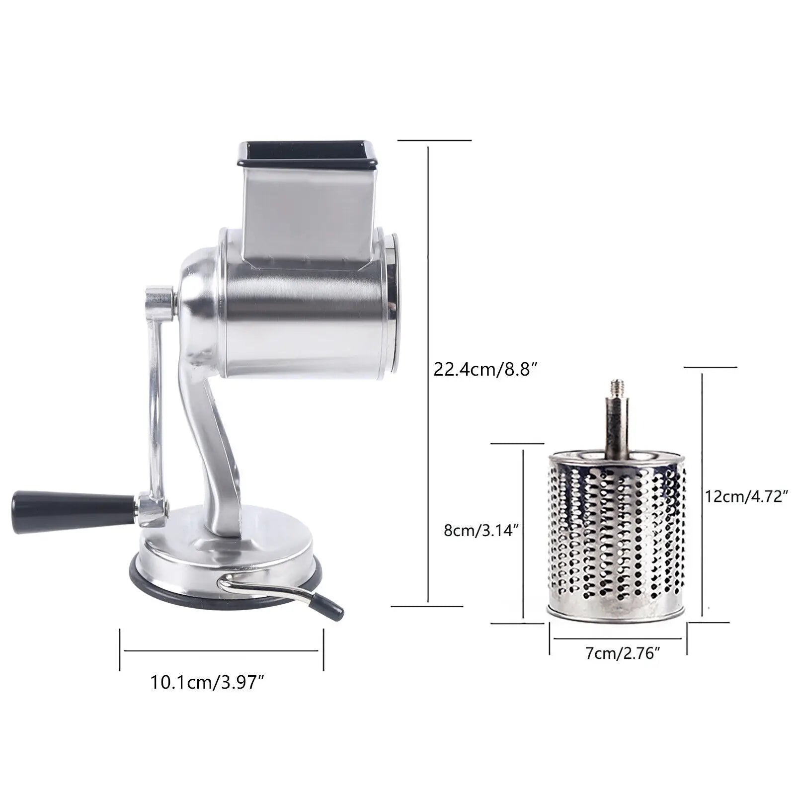Stainless Steel Rotary Vegetable Cheese Grater Potato Slicer Handheld Grater with 5 Blades Dishwasher Safe - Cheerful Home Finds