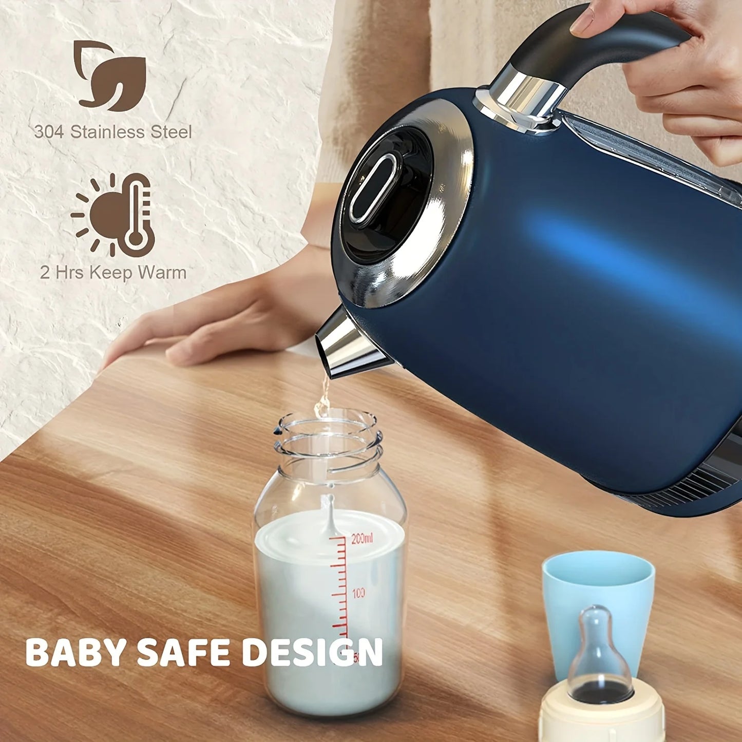 1pc 1.8QT Electric Kettle with Temperature Control 1100W - Cheerful Home Finds