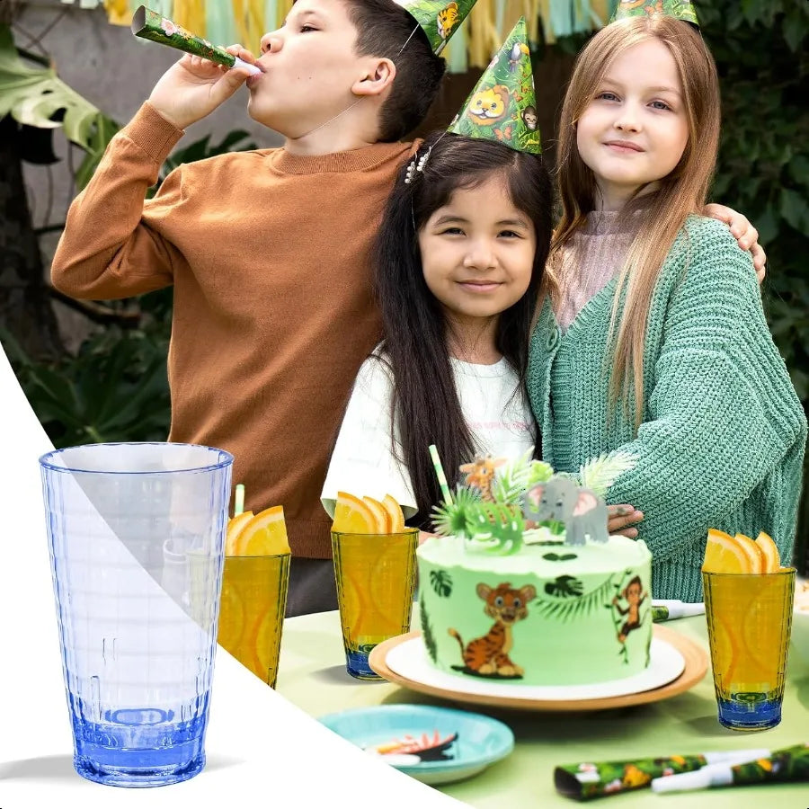 15oz Unbreakable Plastic Drinking Glasses Shatterproof Set - Cheerful Home Finds