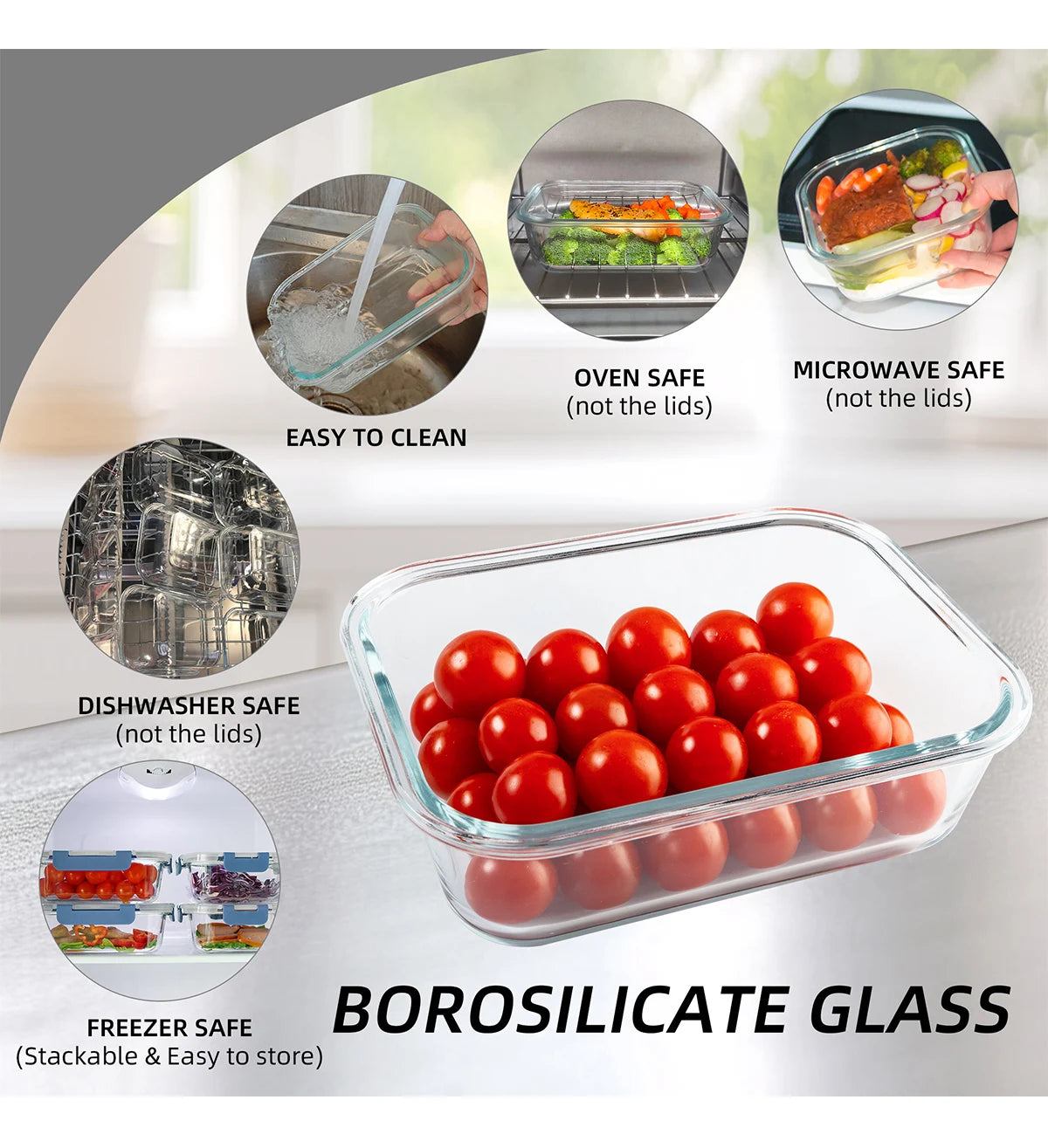 16-Piece Glass Food Storage Containers Set, Leakproof BPA-Free - Cheerful Home Finds