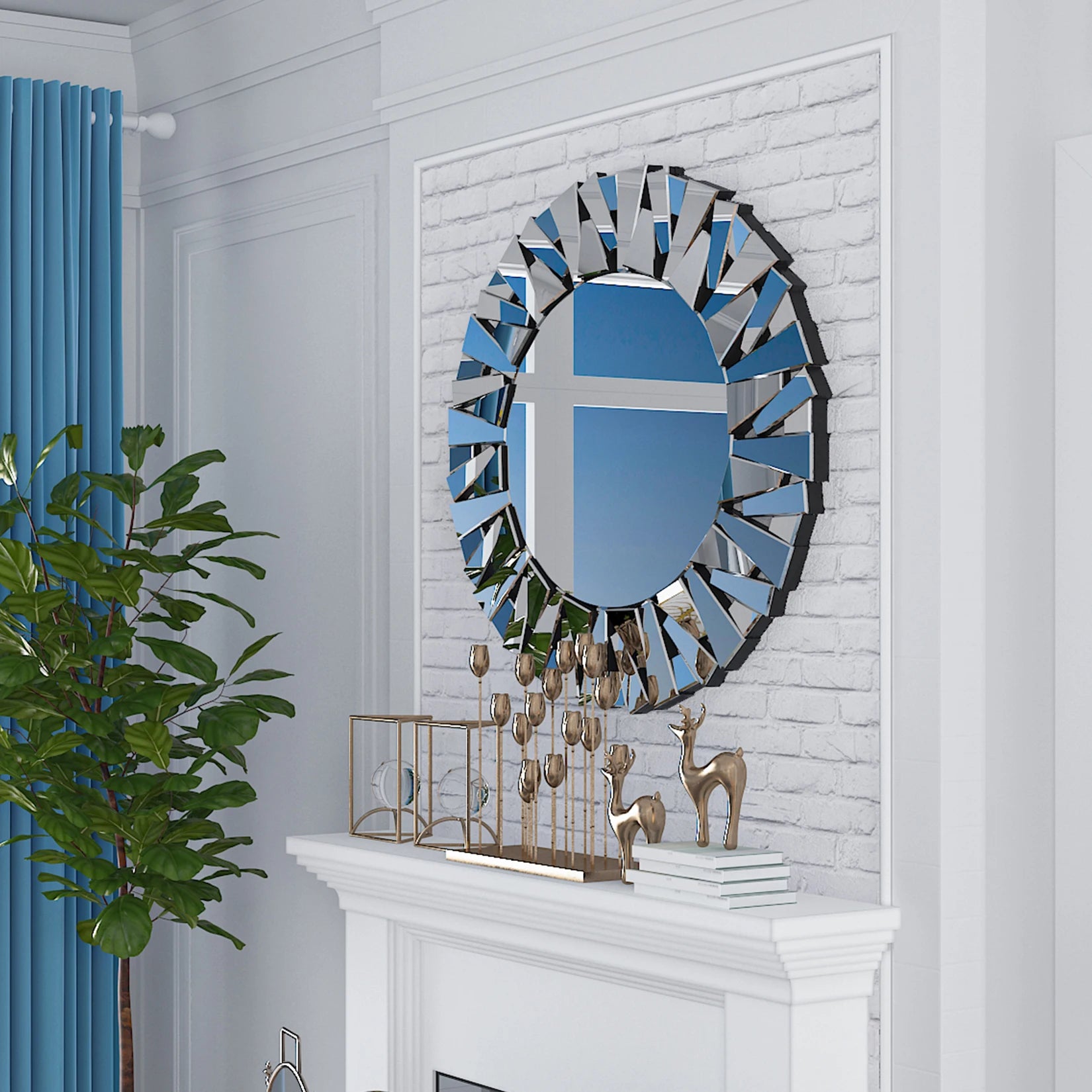 32 Inch Wall Mirrors Decorative Round Sunburst Mirror - Cheerful Home Finds