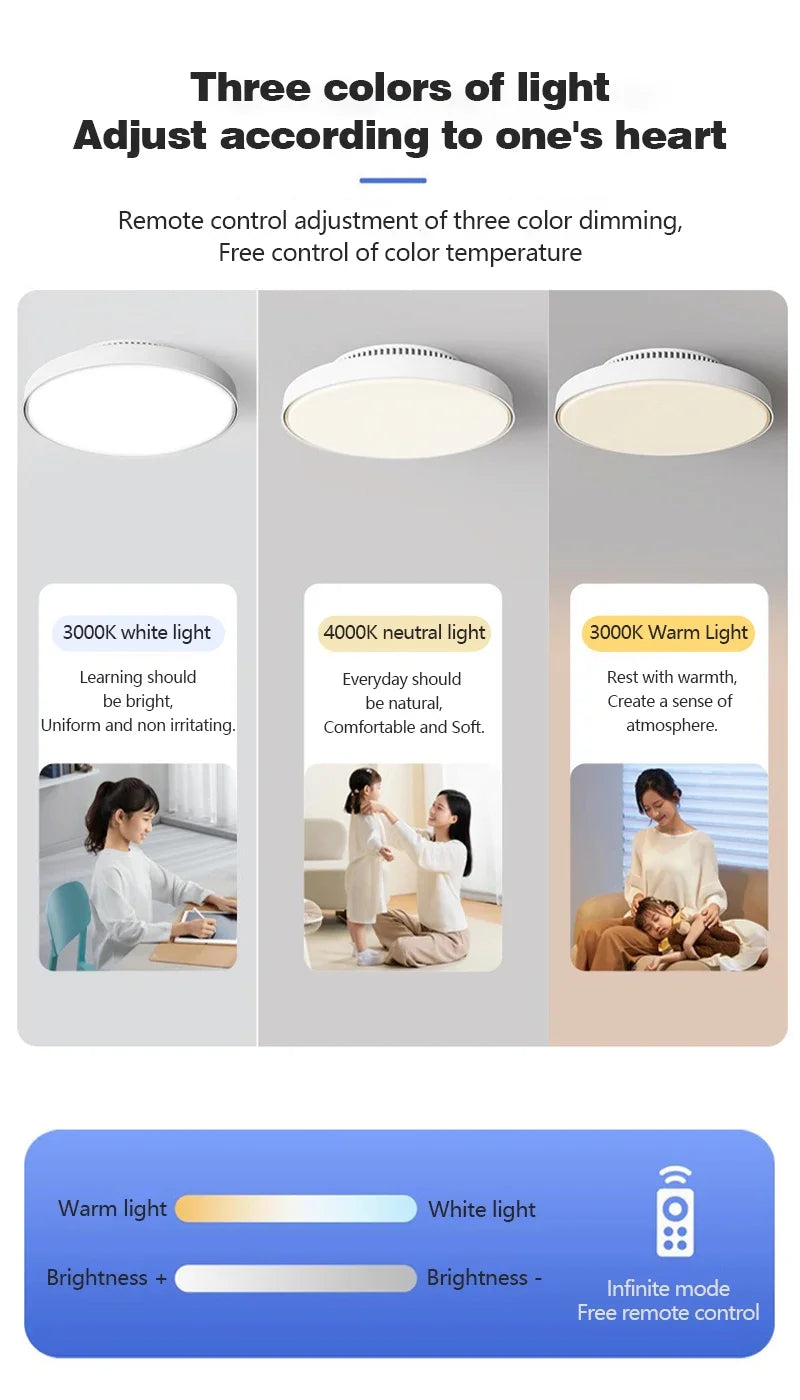 Modern LED Ceiling Fan Light Invisible Leafless Low Decibel Remote Dimming Fan for Bedroom and Living Room - Cheerful Home Finds