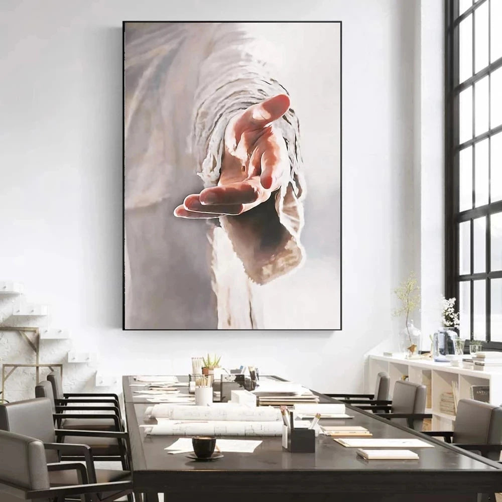 The Hand of God Jesus Canvas Painting Christian Wall Art Give Me Your Hand Home Decor Vertical Rectangle Modern Style - Cheerful Home Finds
