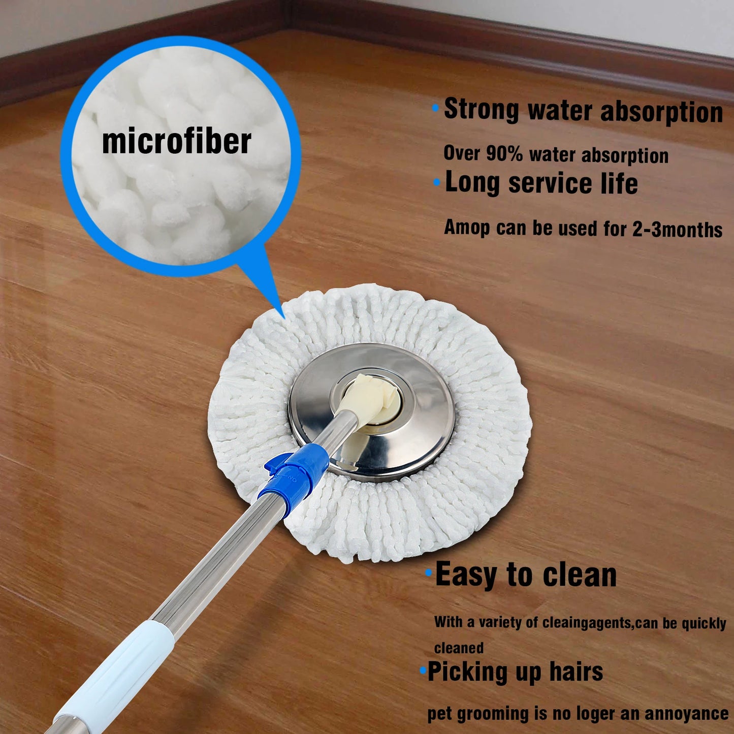 Spin Mop Bucket System with Wringer Set Magic Round Mops - Cheerful Home Finds