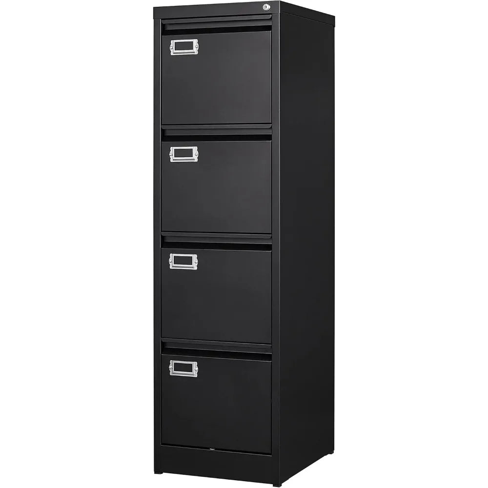 4 Drawer File Cabinet with Lock Metal Vertical File Cabinet - Cheerful Home Finds