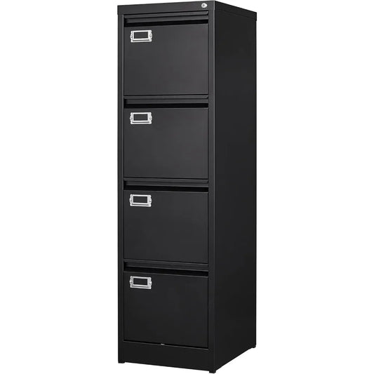 4 Drawer File Cabinet with Lock Metal Vertical File Cabinet - Cheerful Home Finds