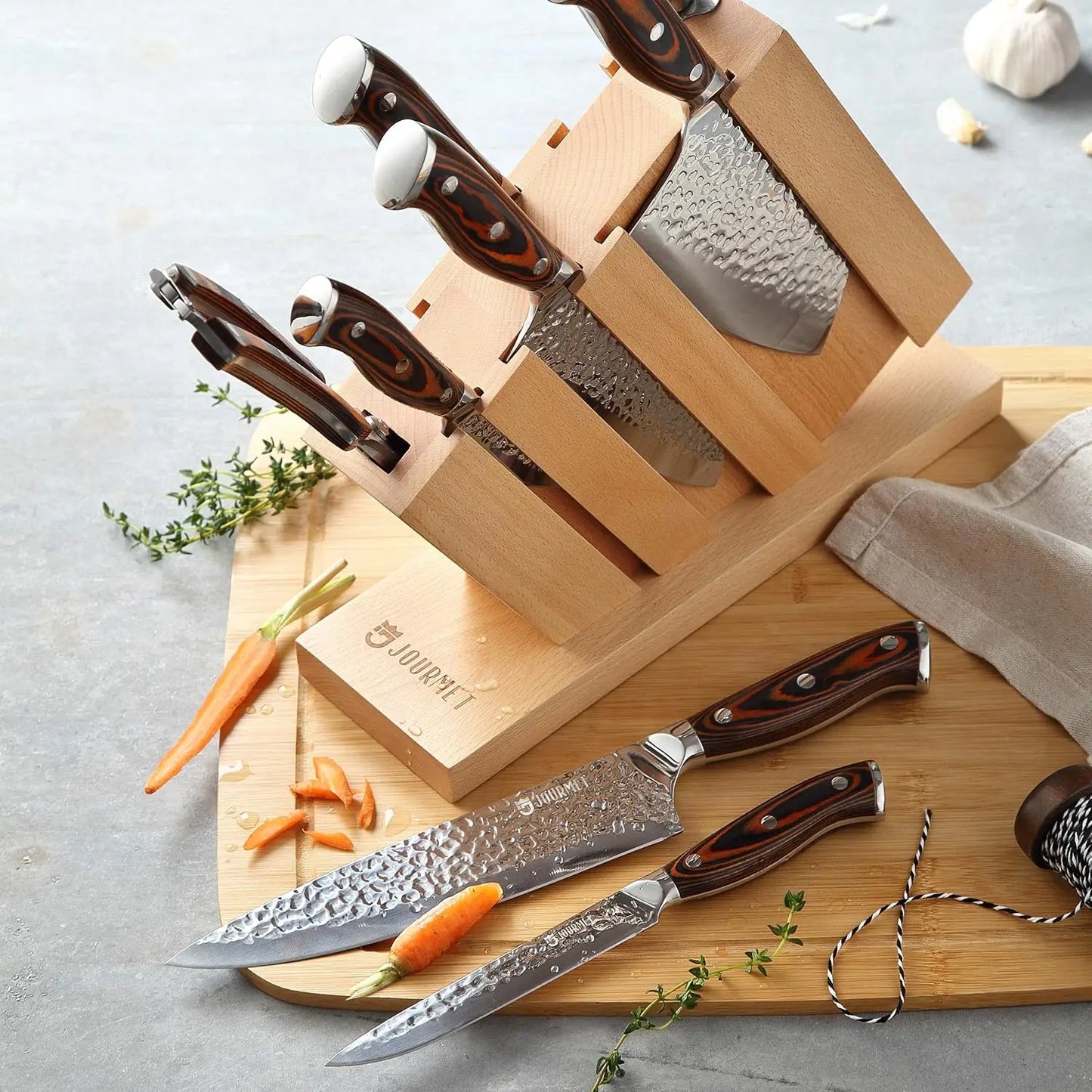 Knife Set with Block, 9PC High Carbon Stainless Steel Set - Cheerful Home Finds