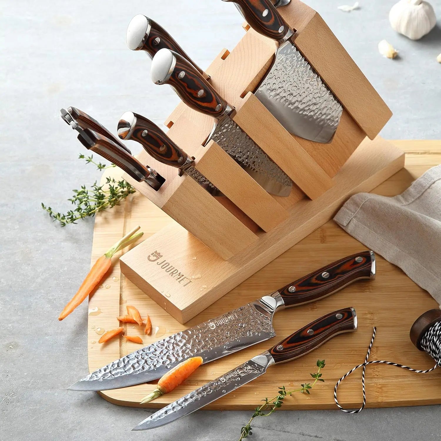 Knife Set with Block, 9PC High Carbon Stainless Steel Set - Cheerful Home Finds