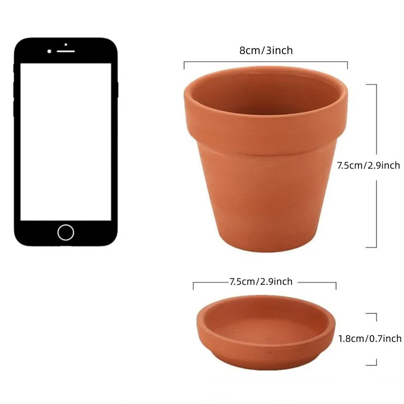 3 Inches Small Terracotta Pots with Saucer, 4 Pack Clay Pots - Cheerful Home Finds