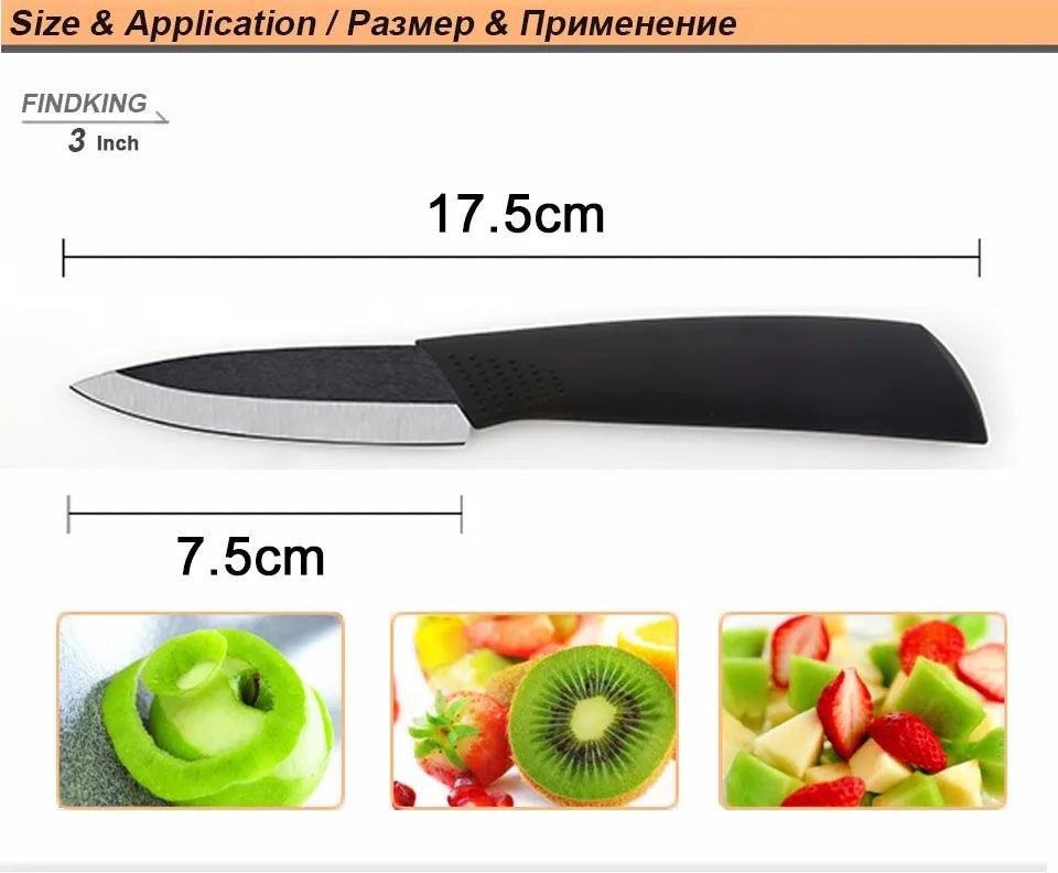 Findking Black Blade Kitchen Ceramic Knife Set 3 4 5 6 Inch Peeler Acrylic Holder - Cheerful Home Finds