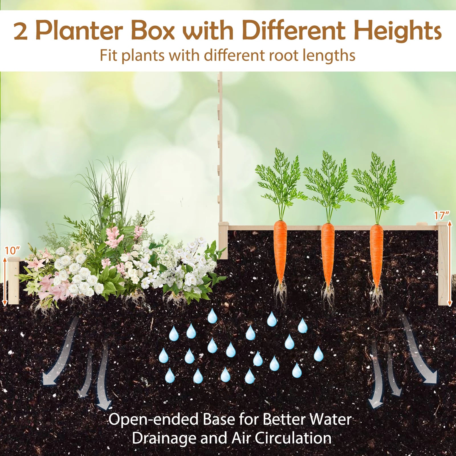 87" Raised Garden Bed w/ Trellis 2 Planter Boxes Patio - Cheerful Home Finds