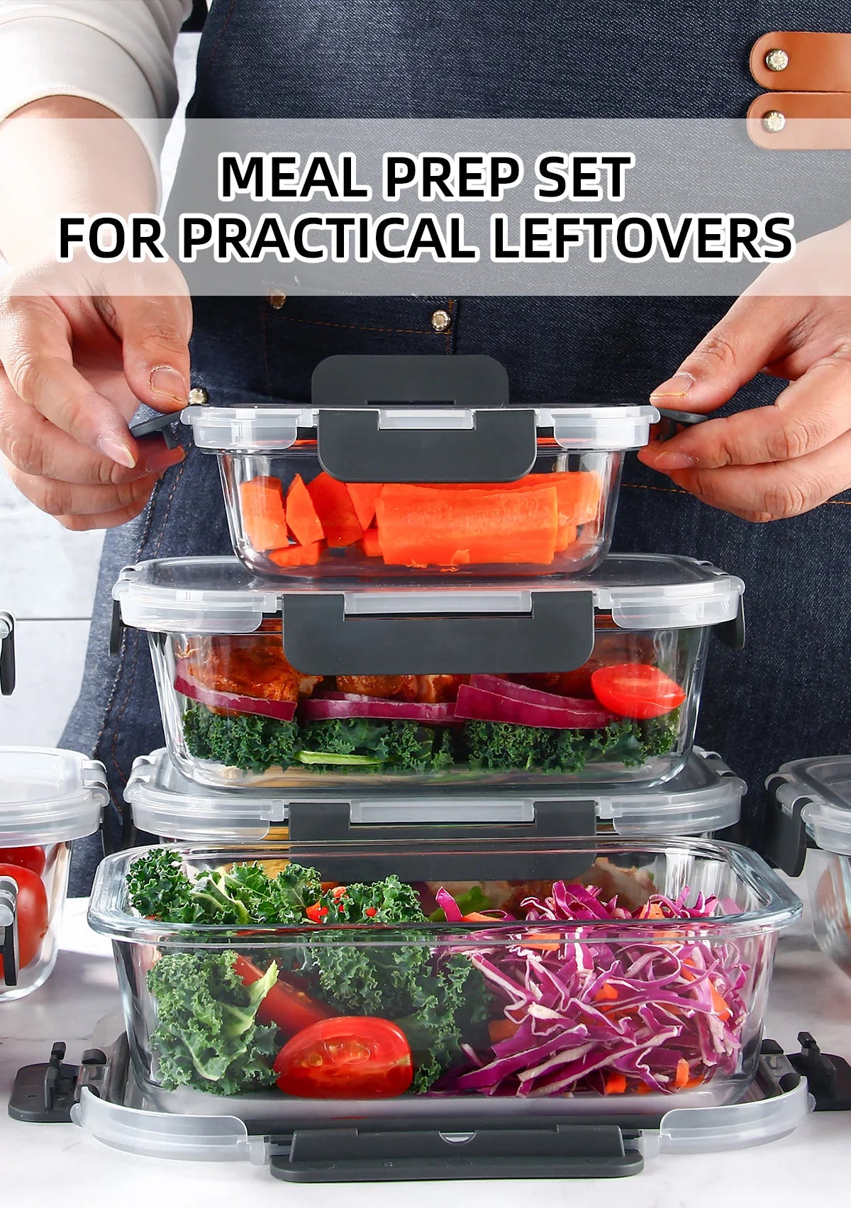8-Piece Glass Food Storage Containers Set, BPA-Free, Leakproof - Cheerful Home Finds