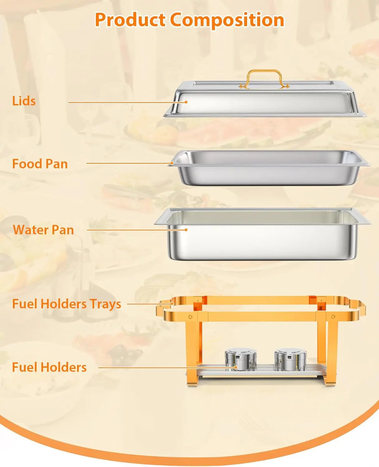 Chafing Dish Buffet Set, 8QT Stainless Steel Food Warmers - Cheerful Home Finds