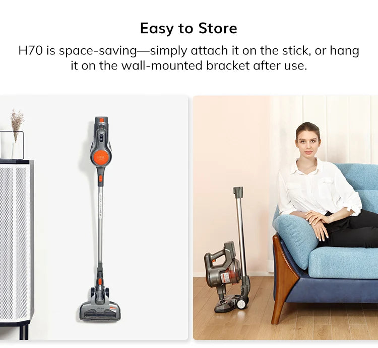 ILIFE H70 Cordless Handheld Vacuum Cleaner Robot 21kPa Suction 1.2L Dust Cup 40 Minutes Runtime LED Illumination Removable Battery