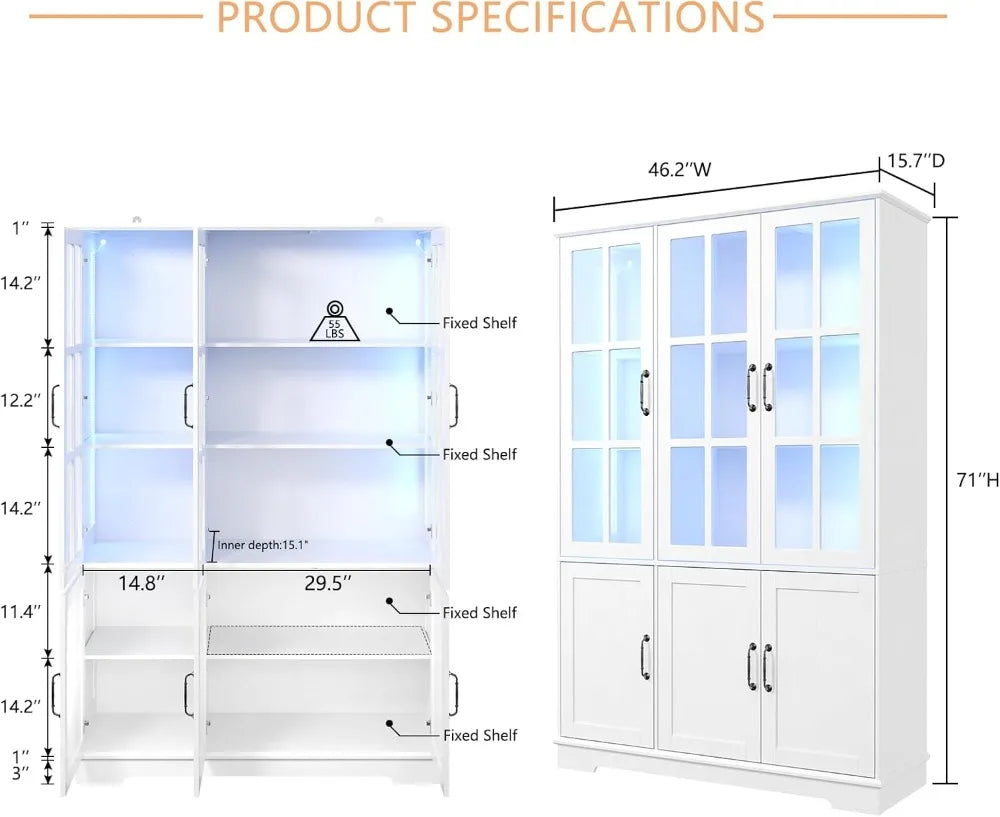 71 Inch Tall Kitchen Pantry with LED Lights and 5 Tier Shelf - Cheerful Home Finds