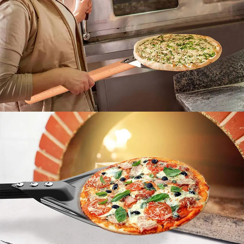 Round 7/9/12 Inch Pizza Turning Peel Turner Long Handle - Cheerful Home Finds