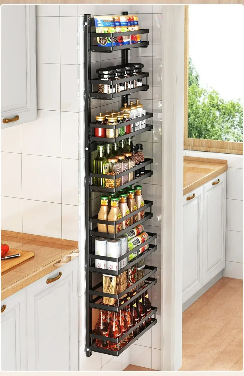 Wall Mount Storage Rack Kitchen Spice Racks Multi-Layer Organizer - Cheerful Home Finds