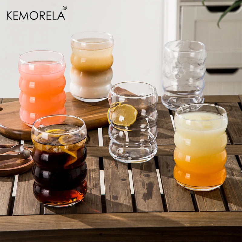 8PCS Ripple Drinking Glasses 16oz Iced Coffee Tumblers - Cheerful Home Finds