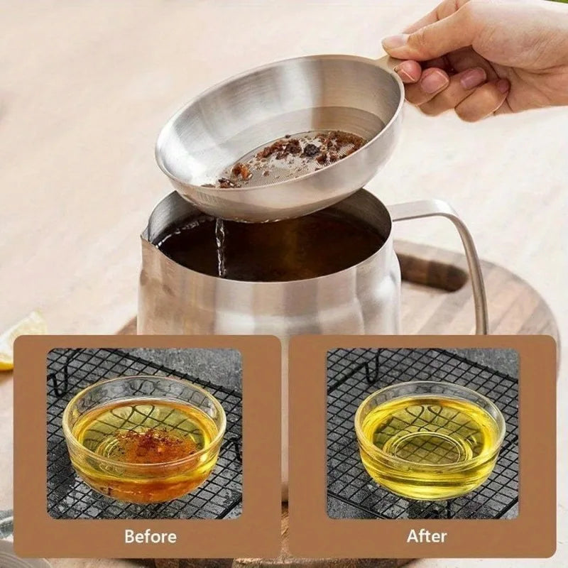 304 Stainless Steel Oil Filter Pot with Strainer Deep Fryer Basket - Cheerful Home Finds