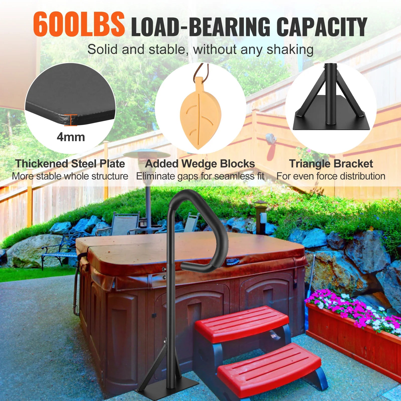 VEVOR 360 Rotatable Hot Tub Handrail Adjustable Height - Cheerful Home Finds