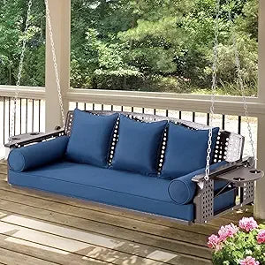 3 Seat Porch Swing, Patio Swing Bench with Cup Holders - Cheerful Home Finds